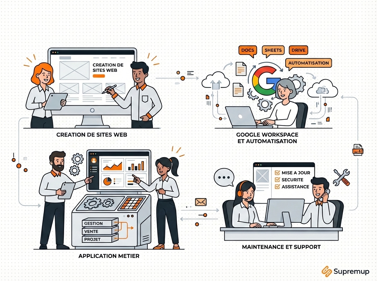 Services d'une agence web locale - création de sites, applications, Google Workspace, maintenance